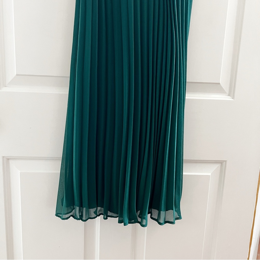 ASOS pleated cami midi dress with drawstring waist in forest green - Picture 5 of 8